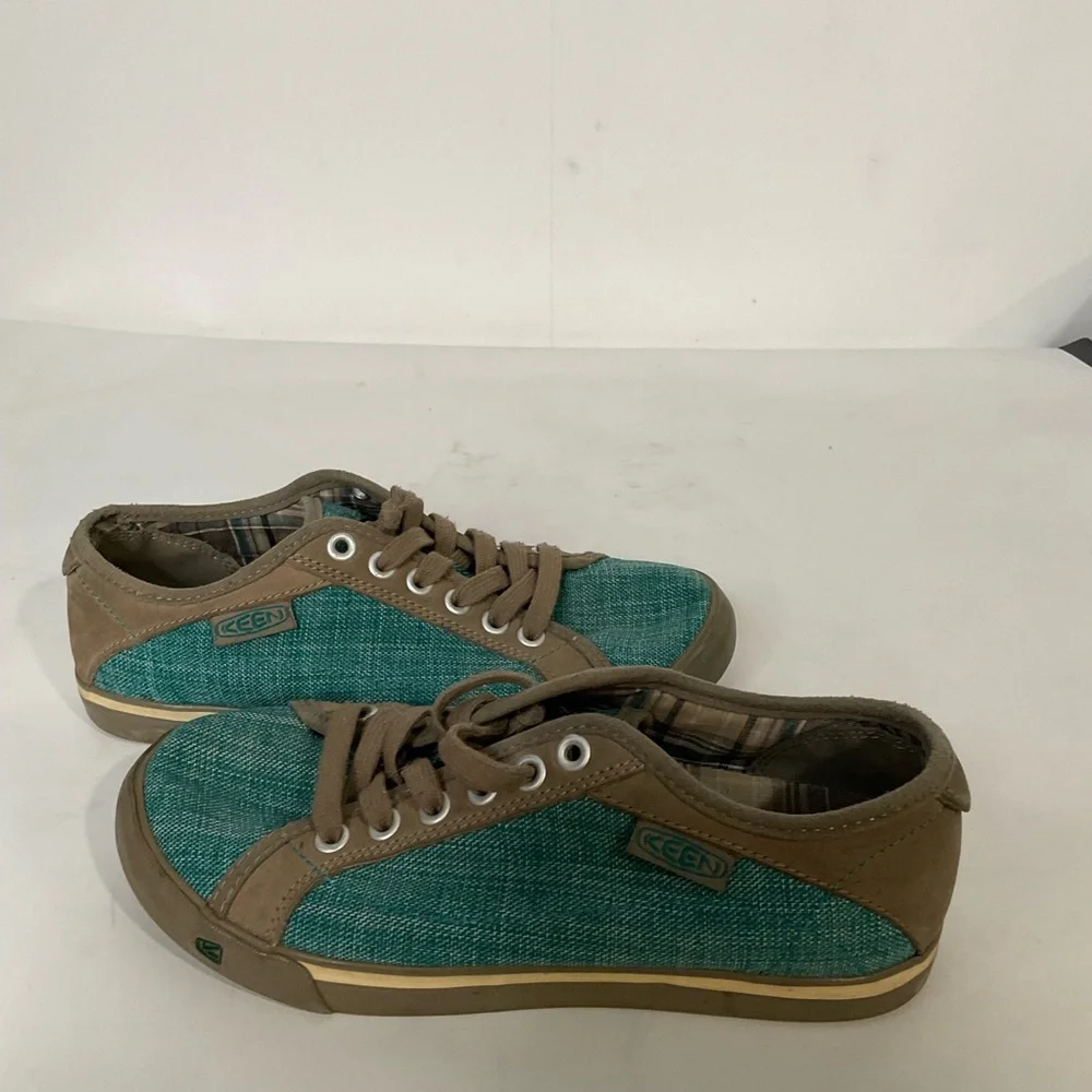 KEEN Arcata Teal & Brown Canvas Lace-Up Sneakers